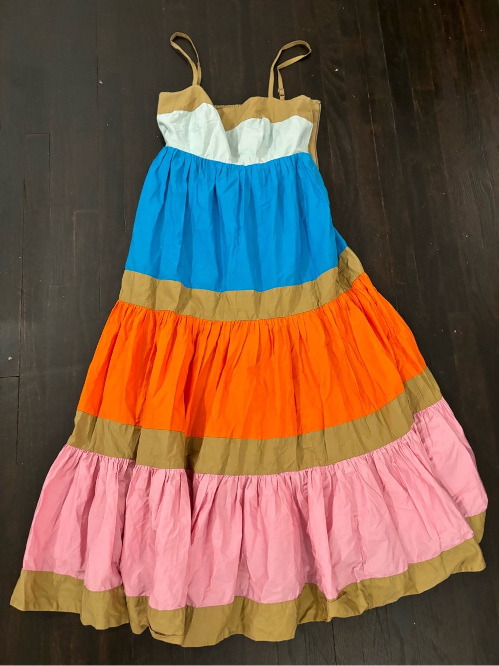 Jcrew Colorblock Tiered Sundress in Blue, Orange, Pink - Picture 2 of 7